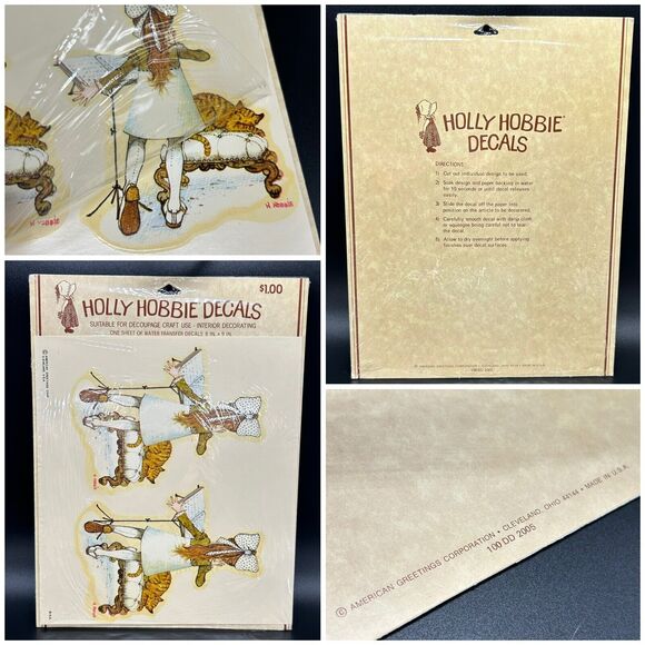 Holly Hobbie 3 Decals & 1 Decoupage Print American Greetings Paper Craft - Picture 5 of 10